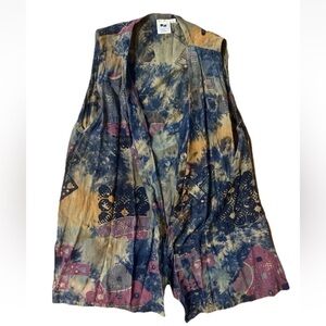 Womens Small Button Front Vest Boho Hand Made Festival Hippie Rainbow Las Manos